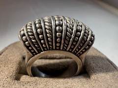 Vintage sterling silver beaded dome ring, size 5.50