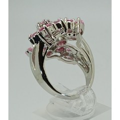 Vintage Ring Size 6.75 Silver Tone White Gold GP Purple Sim Diamond CZ Cocktail