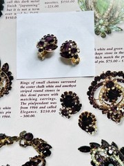 Vintage Verified JULIANA Purple Stripe Parure Set, Bracelet, Brooch & Earrings