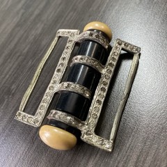 Art Deco Glass Buckle – Lucite Metal & Rhinestone Buckle