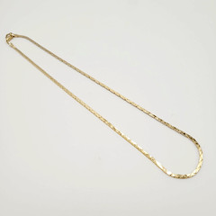 Classic Cobra or Snake Chain Bright Shiny Gold Tone Vintage 90s Necklace 18 Inch