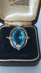 Vintage 1990-s 14 Ct Rolled Gold Aquamarine Ring Size UK N US 6 3/4- Hallmarked!