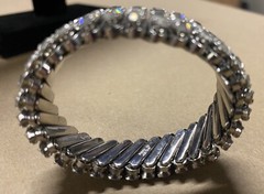 Vintage Silver Tone Rhinestone, Stretchable Bracelet-Made in Japan UNIQUE
