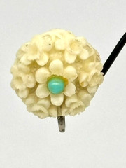 Vintage Earrings Carved Lucite/Resin Flowers Faux Turquoise Screw-Back, Unsigned