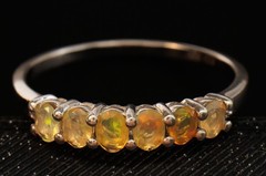 Size 11.75 Ethiopian Opal 6 Stone Thin Band Stacker Sterling Silver Ring S1067