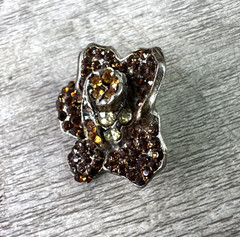 Vintage Unbranded Amber Rhinestone 1″ Flower Pin w/Yellows & Orange