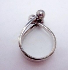 Vintage Anna Greta Eker Norway Sterling Silver Beaded Modernist Ring 27392