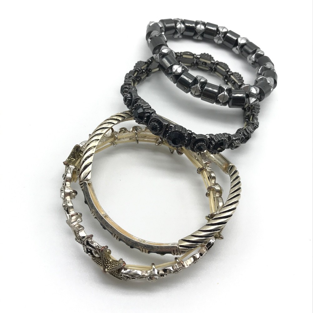 Ladies Lot Of 4 Stretchable Retro Fashion Bracelets
