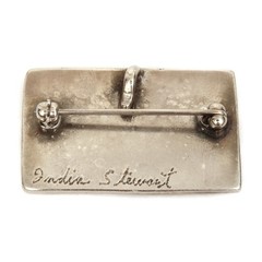 India Stewart Pin Pendant Silver Tone Hearts Above Ivy Flaming Heart & Cross