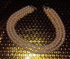 VINTAGE HOBE’ MAJORICA 3- STRAND PEARL NECKLACE & EARRINGS SET ” USED” 😍👍