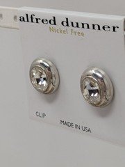 Vintage Alfred Dunner Crystal Clip-On Earrings Silver Tone Nickel Free USA