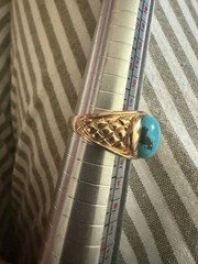 Vintage Men’s Turquoise Gold Tone Ring 9.75