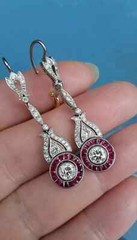Art Deco Vintage Dangle Drop Earrings 14K White Gold 2.4 Ct Lab Created Diamond