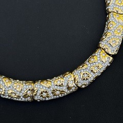Vintage Swarovski Gold Tone Crystal Floral Link Necklace 16” Signed Swan Retired