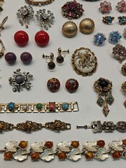 Vintage Rhinestone & Other Jewelry Lot Bracelets, Earring, Necklaces Etc.