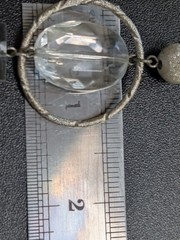 Vintage Silver Tone Geometric Station Necklace Clear Lucite Glass Hoops Textured