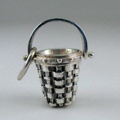 Sterling Silver Candle Basket Charm for Bracelet Brown County BCB Jewelry