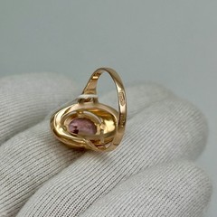 USSR Vintage Original Rose Gold Amethyst (lab. made) Ring 583 14K 3,63 g 6,25 US