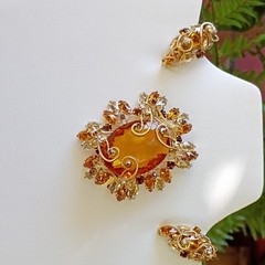 True vintage Schreiner New York broach and earrings Signed.