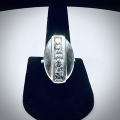 Sterling Silver 925 Princess Cut CZ Channel Set Cocktail Ring Art Deco Sz6 9.60g