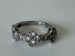 Vintage Sterling Silver CZ925 Girls Clear Rhinestone Vietnam Ring Size 7.5
