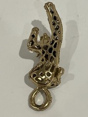 Vintage Pendant Cougar Cat Leopard Faux Rhinestone Costume Jewelry 3.5 inches