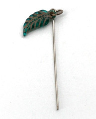 1970’s Stick Pin Transparent Glass or Stone Leaf