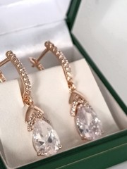 Vintage 1990-s 14 Ct Rolled Gold Zircons Earrings-Hallmarked 585 RG