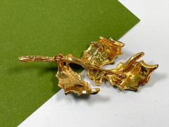 Vintage Christmas Brooch Reindeer Christmas Tree Rhinestone Bell Holly Lot of 5