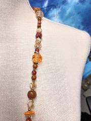 Vtg gold tone mix color style beaded Necklace