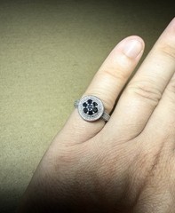 Vintage India Natural Black & White Diamond Sterling Silver 925 Ring Size 8