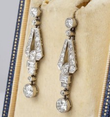 Art Deco Style Drop Girls Earrings 2.6 Ct Simulated Diamond 14K White Gold Over