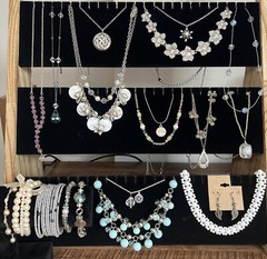 Icy Fairy Jewelry Lot Silver Aurora Bead Necklace Bracelet Charm Rhinestone 21PC