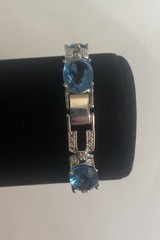 Camrose & Kross Jacqueline Kennedy Blue Topaz Silver Chain Link Bracelet JBK