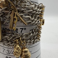 Maximal Art Bracelet Watches Multi Charms Chains Gold Tone 7″