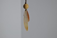 Vintage MOTHER OF PEARL Two Charm Necklace on Two Strand Robe 18 inch