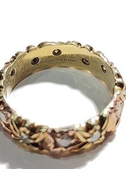 Rare Vintage ArtCarved 14K Yellow & Rose Gold Floral Diamond Eternity Ring- Sz 7