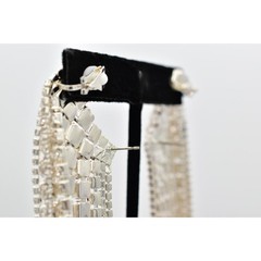 Vintage Crystal Climber Waterfall Earrings Drip Tassel Dangle Chandelier Y2K 9C