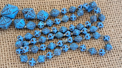 Neiger Brothers deco glass turquoise blue spiderweb flapper necklace with fob