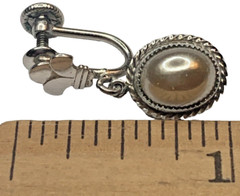 Vintage JMS 12K White Gold Filled GF Oval Cabochon Dangle Screwback Earrings 1”