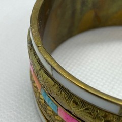 Rainbow Vintage One Size Fits All! Gold Plated, White, and Multicolored Bangle