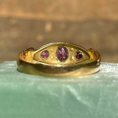 Art Deco Style Edwardian 7 Stone Pink Ruby Lab Created Diamond Ring 18k Gold FN
