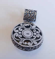 ORNATE STERLING SILVER LILAC LAVENDER MABE PEARL PENDANT