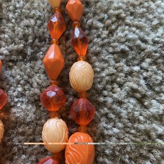 Germany Necklace Vintage Multi Strand Beaded Acrylic Plastic Chunky Statement