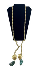 J4I Vintage Single Strand Chain Scarf Necklace w Precious Gemstone Ends