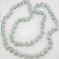 Vintage 1970’s Chinese Aqua Aventurine Knotted Beads Necklace 32in Heavy