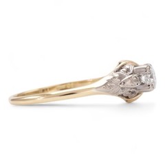 ART DECO DREAMS 18K Yellow Gold & Platinum Set 0.30ct Brilliant Cut Diamond Ring