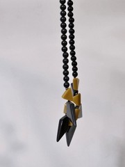 ⚡ “Electric Geometry” – 1980s Chunky Statement Necklace – Mustard Yellow &…