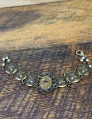 Vintage Victorian Revival Blue Cameo Medallion Bracelet