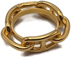 Hermès Chaîne d’Ancre Scarf Ring Vintage Gold Plated Anchor Link Design with Box